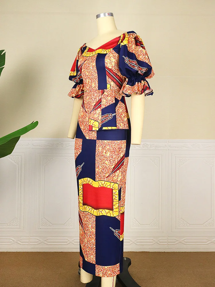 EOENKKY Plus Size Women's Spring and Summer 2022 New Fat MM One-word Collar Slim Sexy Printed Long-sleeved Dress Wholesale