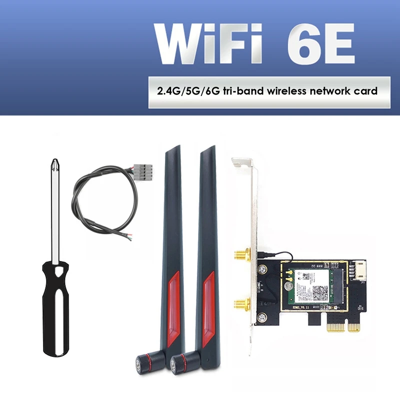 

1 Set AX210 Wifi 6E Desktop Wireless Network Card Bluetooth 5.2 With 10DB Antenna