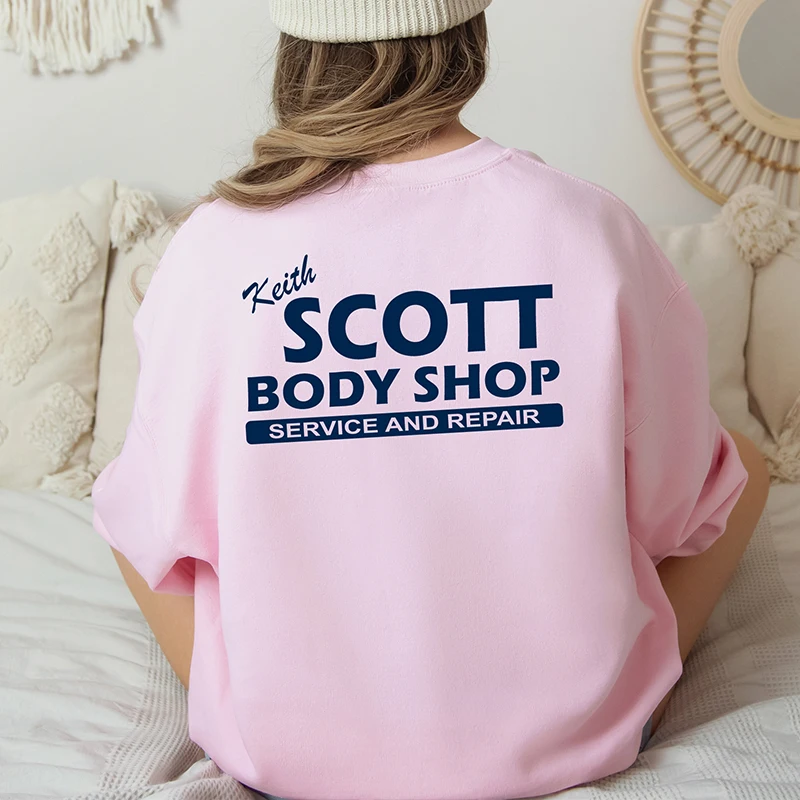 Keith Scott Body Shop Сервис и ремонт Женская толстовка с круглым вырезом Хлопок One Tree Hill