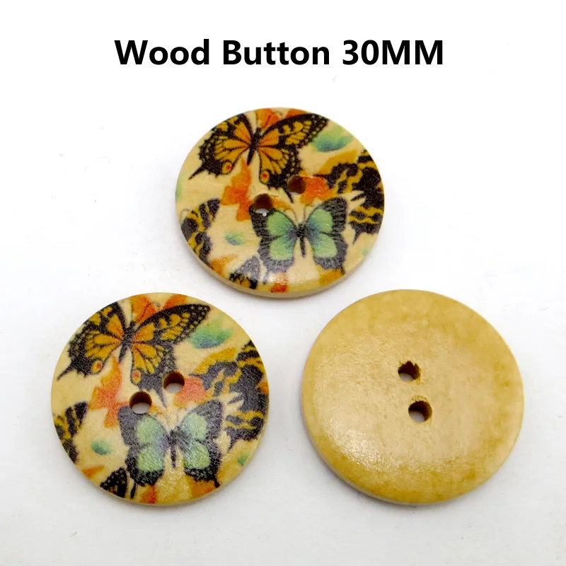 

20PCS 30MM Wooden Butterfly Buttons Coat Flower Button Garment Boots Sewing Clothes Accessory MCB-020