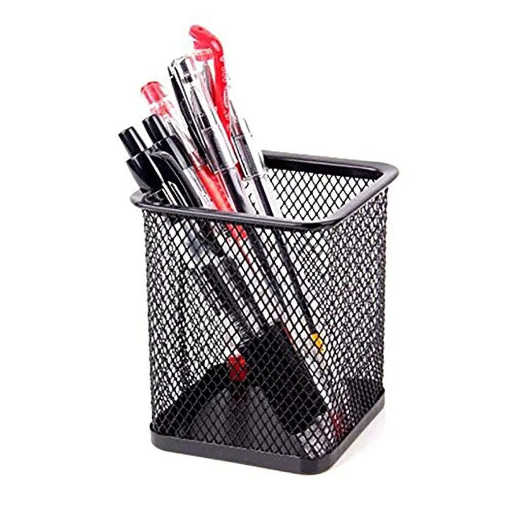 

Pen Holder Iron Three Grid Storage Pen Holder Student Stationery Desktop Office Storage Box File Storage Rack Creative Metal