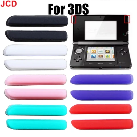 JCD 2 комплекта замены для консоли 3DS, верхняя часть ЖК-экрана, передняя резиновая крышка на ножках, нижняя кнопка, задняя крышка, резиновая