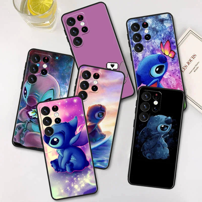 

Cute Anime Stitch Art Phone Case For Samsung A22S A22 A21S A14 A13 A12 A11 A04S E A03S A02S A01 Core Black Soft Cover