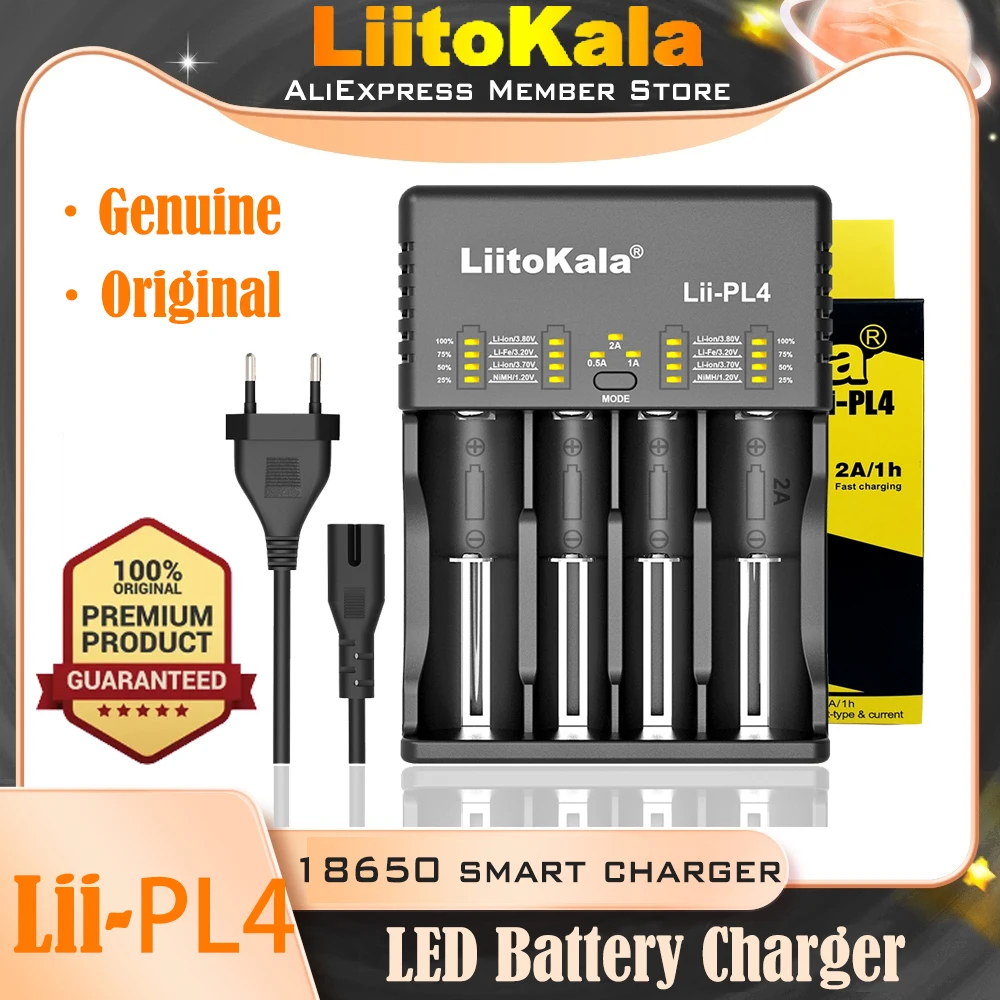 

Новое оригинальное/Оригинальное умное зарядное устройство LiitoKala Lii-PL4 18650 21700, подходит для 18650, 26650 и других литиевых батарей 3,7 в