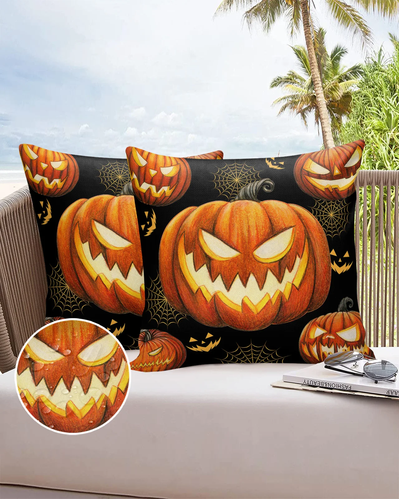 

2/4PCS Autumn Halloween Pumpkin Maple Leaf Waterproof Decorative Sofa Pillowcase Case Garden Yard Cushion Cover