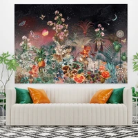 bohemia floral tapestry aesthetic psychedelic wall hanging hippie boho bedroom living room college dorm home decoration blanket