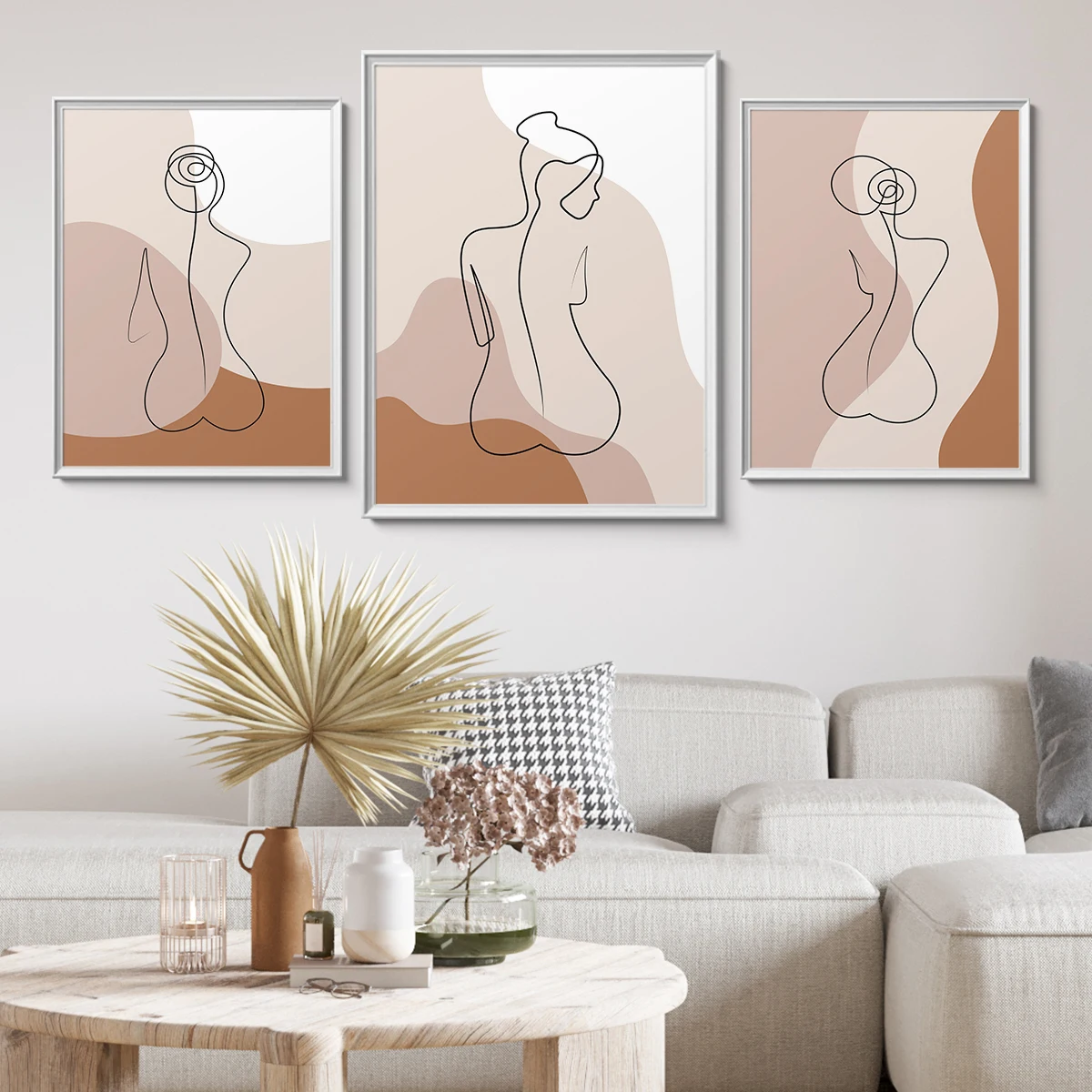 

Nordic Naked Woman Sitting Back One Line Boho Wall Art Print Canvas Poster Painting Wall For Living Room Home Decor Decoration