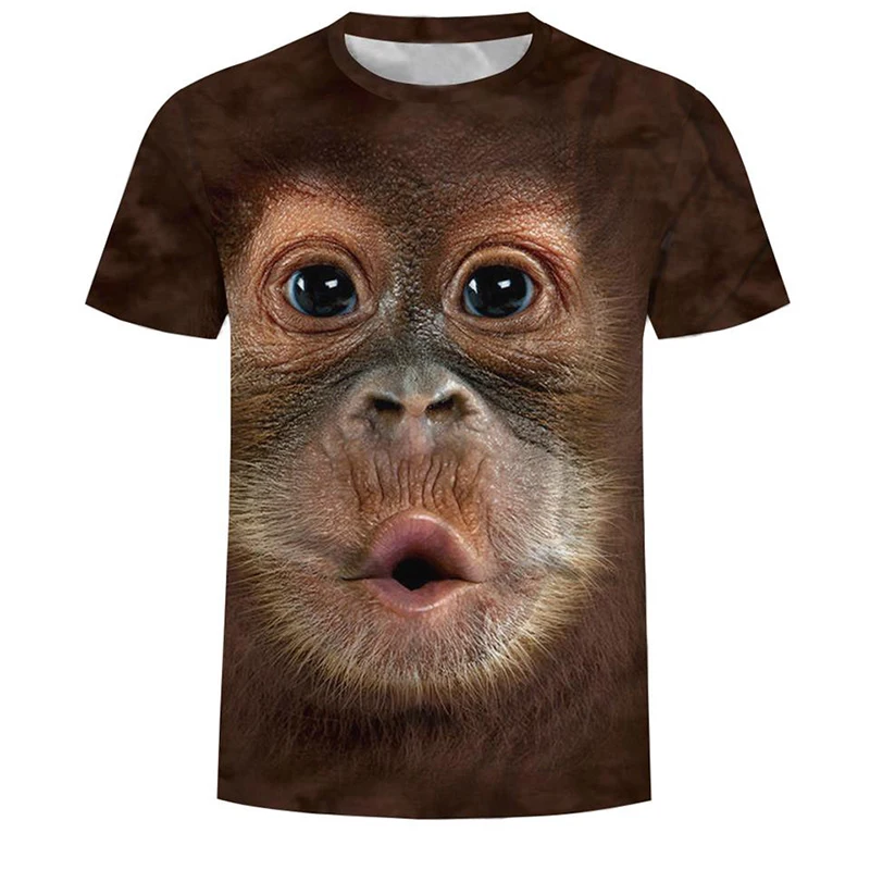 

Fashion new super cute monkey face 3D printed men's T-shirt casual breathable short sleeve top