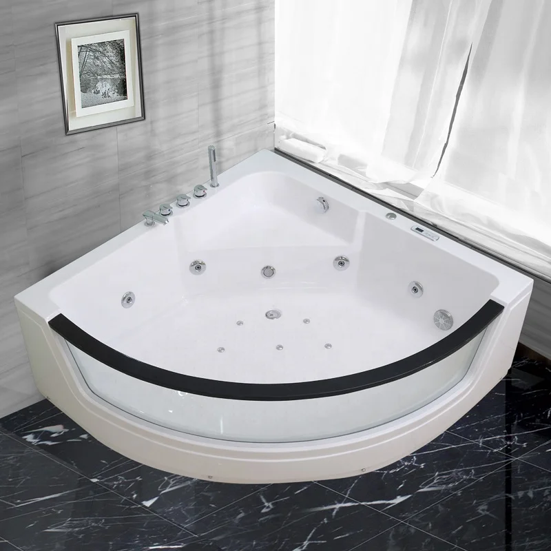 Фото Заводская дешевая цена Угловые гидромассажные ванны Jacuzz Угловая ванна 2-местная джакуумная ванна Гидромассажная ванна Спа Открытая гидромассажная ванна №4