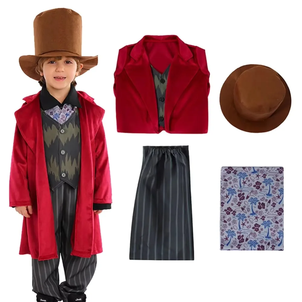 Детский Маскарадный Костюм Комплект Для Ролевых Игр Willy Wonka Шоколадная Фабрика