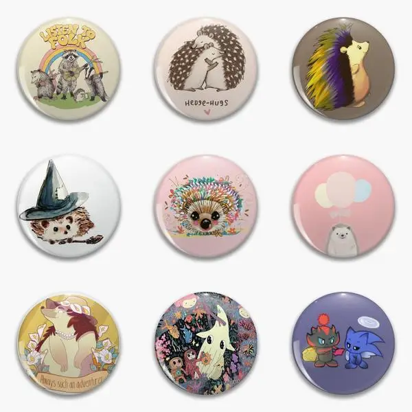 

H-Hedgehog-gs Listen To Folk Hedge Hugs Cute Nb Colors And Soft Button Pin Funny Cartoon Badge Lapel Pin Decor Fashion Collar