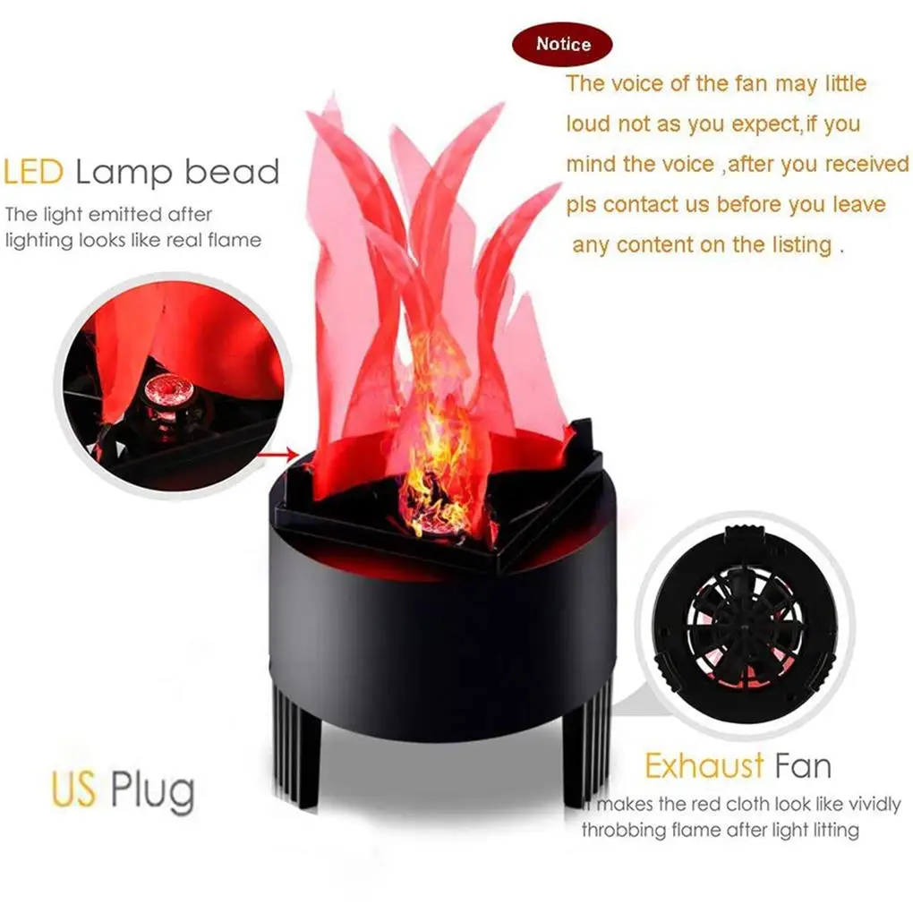 

3D Artificial Flame Lamp Performance Fake Fire Stage Effect LED Light Christmas Halloween New Year Club Decoration