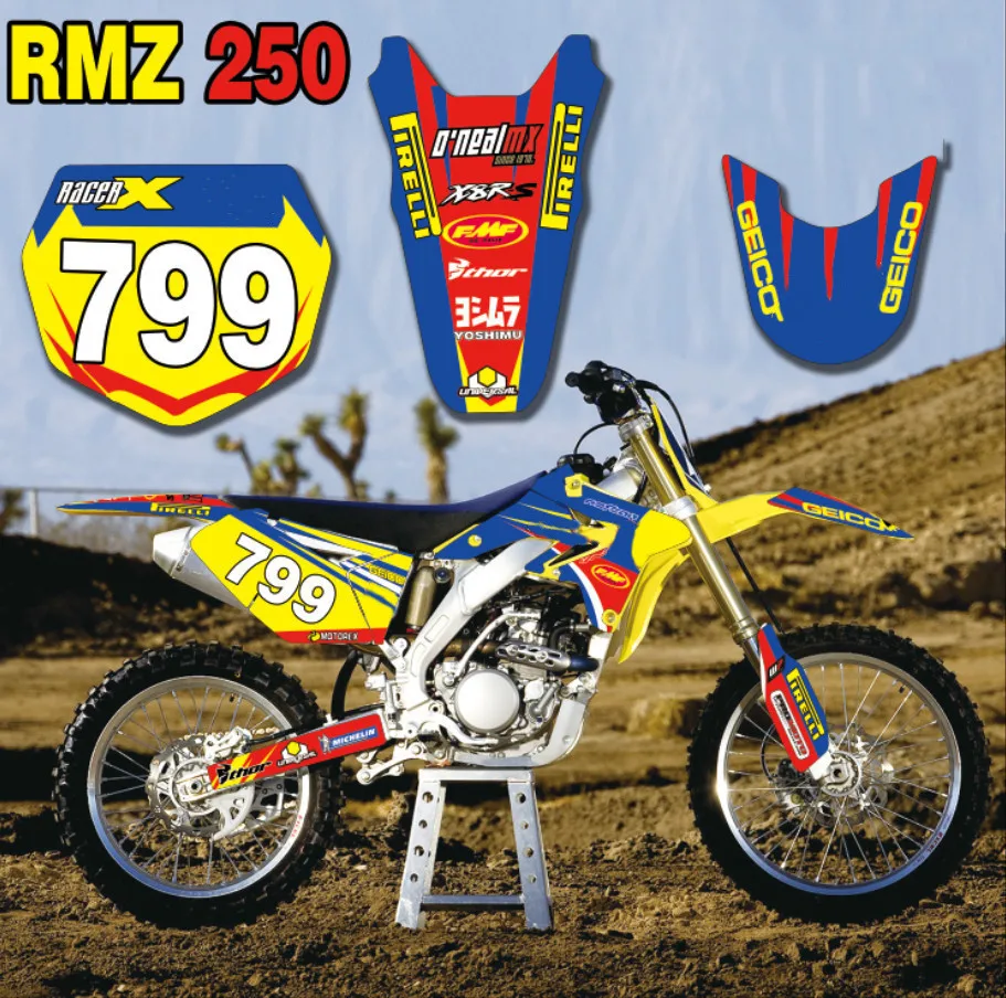 Для SUZUKI 250 RMZ 2009-2007 Графический фон для мотокросса наклейки Наборы наклеек RMZ250 RM250Z