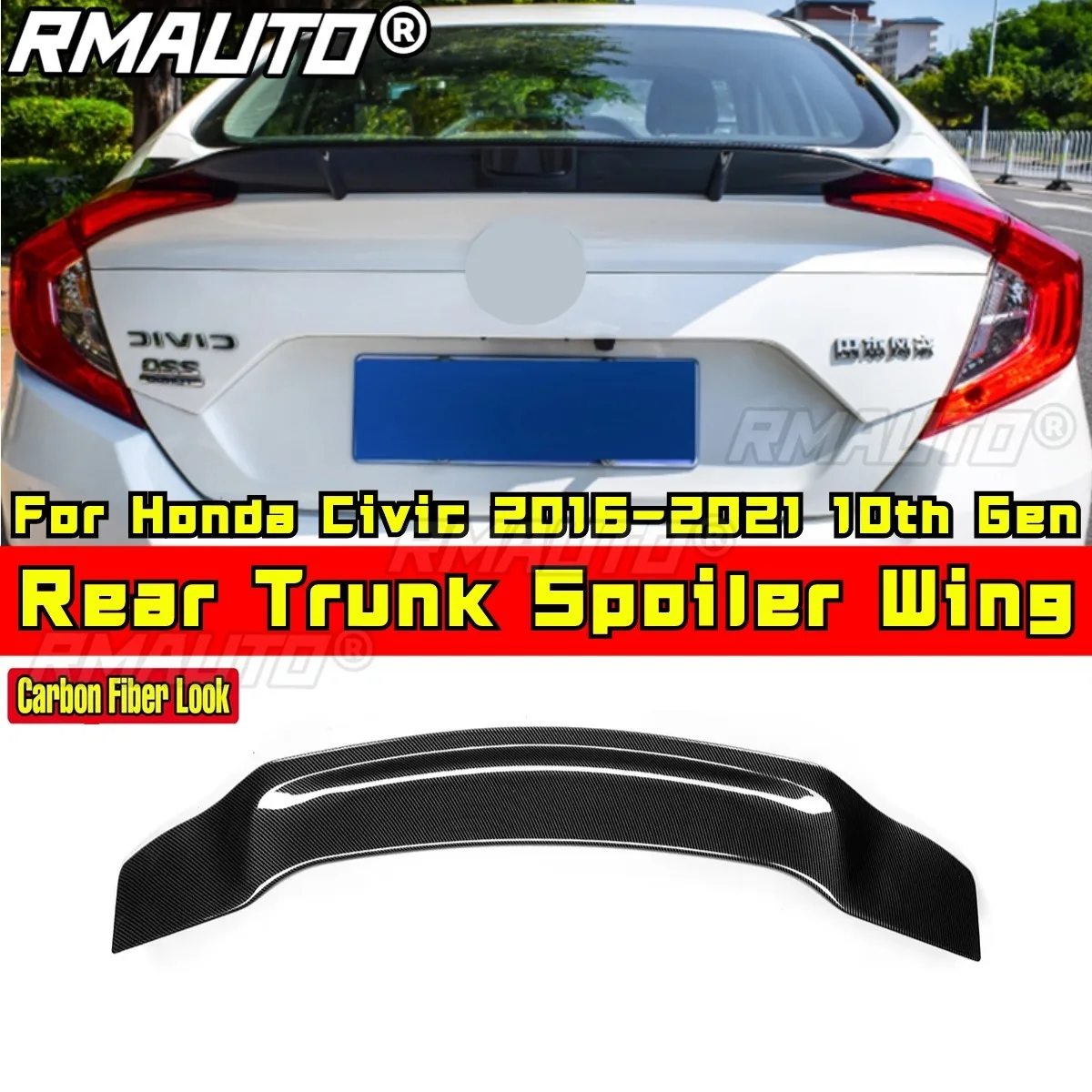 Задний спойлер для багажника Honda Civic 2016-2021 10-го поколения Аксессуары автомобилей