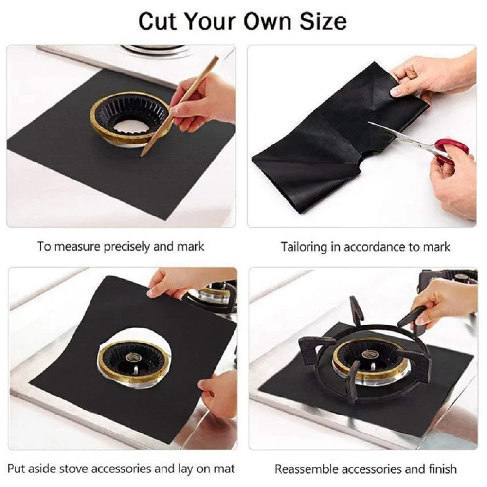 

4 Burner Covers, Reusable Stove Top Cover, Non-Stick Burner Lining, Heat Insulation Pad for Gas Stove