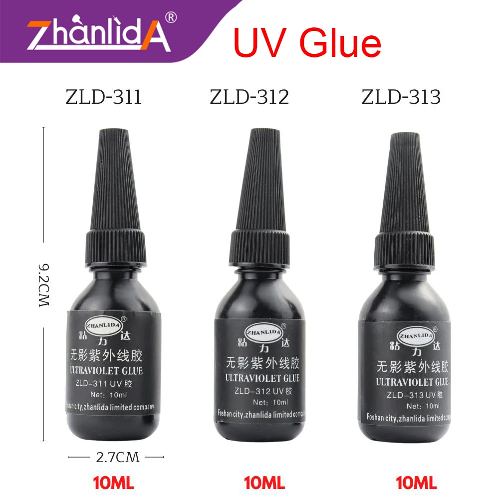 Zhanlida 311 312 313 10ML Shadowless UV Glue Glass Coffee Table Crystal Handicraft Plastic Transparent Soft Adhesive