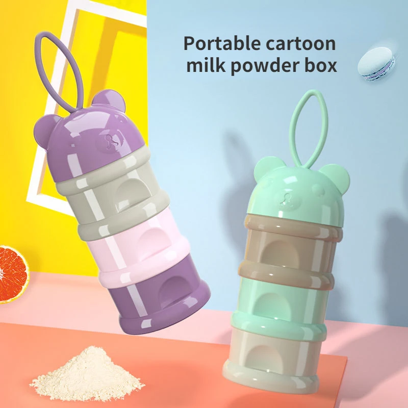 

Portable Cartoon Milk Powder Box Independent Layered Milk Powder Lattice Convenient Three-layer Sub Packaged Snack Storage Tank