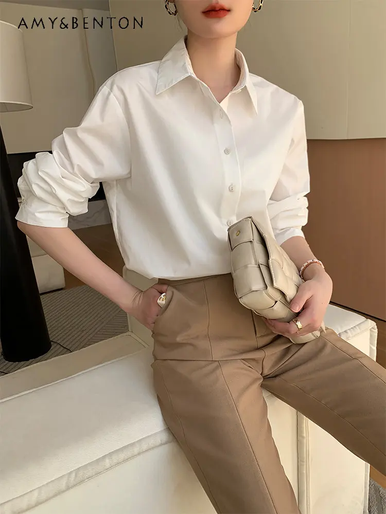 White Shirt Women's High-Grade Korean Style Loose and Lazy Style Professional Leisure Fashionable Design Sense Niche Top