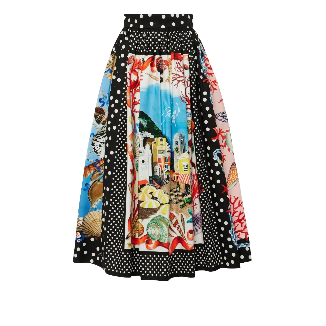 Женская плиссированная юбка Повседневная Длинная с принтом кораллов и ракушек