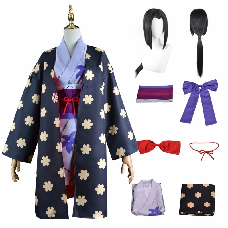 

Anime Miss Allsunday Nico Robin Cosplay Costume Women Kimono Dress Wig One Onigashima Piece Outfit Halloween Carnival Suit