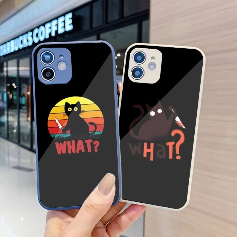 

Чехол для телефона с изображением кошки и ножа для IPhone 14, 13, 12, 11 Pro Max, X, XR, XS, 8, 7 Plus, цветной чехол из жидкого стекла