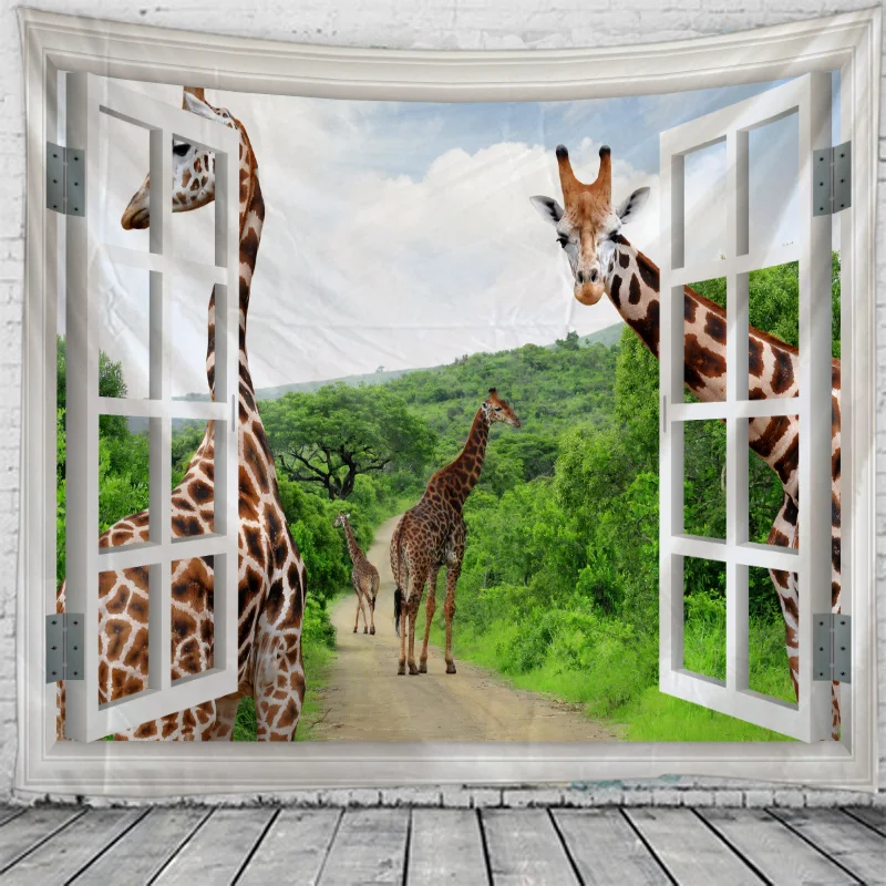 

Пейзаж для окна настенные гобелены животные в лесу гобелен для спальни гостиной настенный банковский Декор