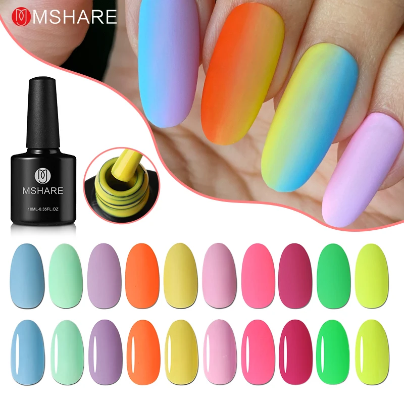 

MSHARE Green Yellow Neon Nail Gel Polish 10ml Summer Fluorescent Color Soak Off UV LED Varnishes Gel Semi Permanent Nails