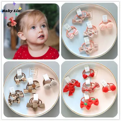 

10 шт./набор, Детские резинки для волос с цветочным помпоном