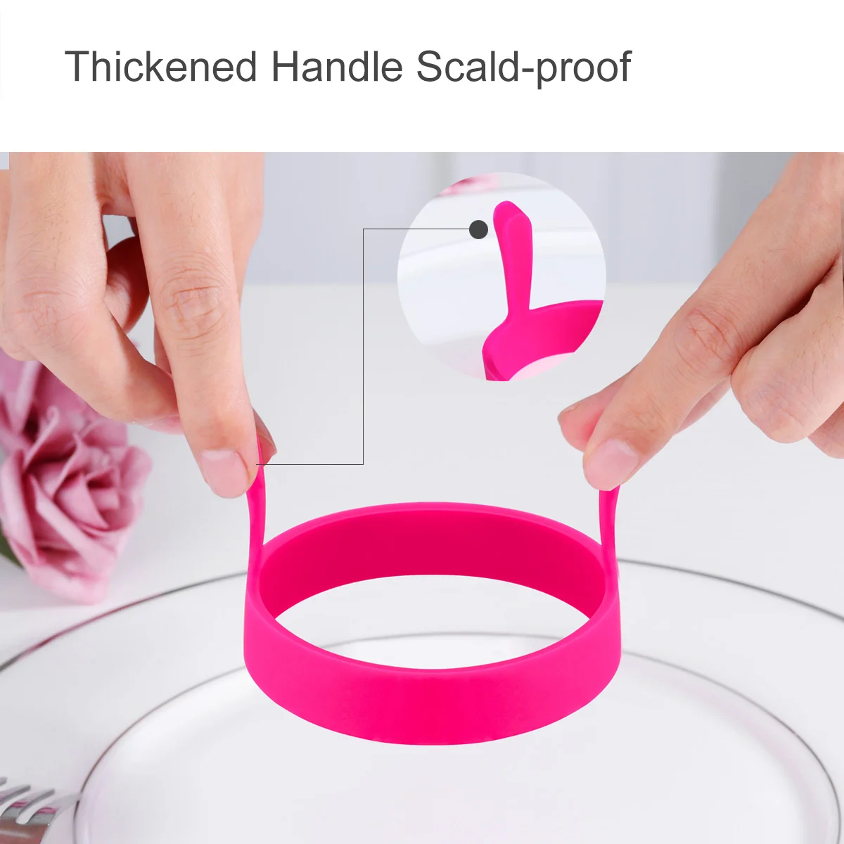 BESTOMZ 4-цветная силиконовая форма круглой формы для жарки яиц омлеты с ручкой