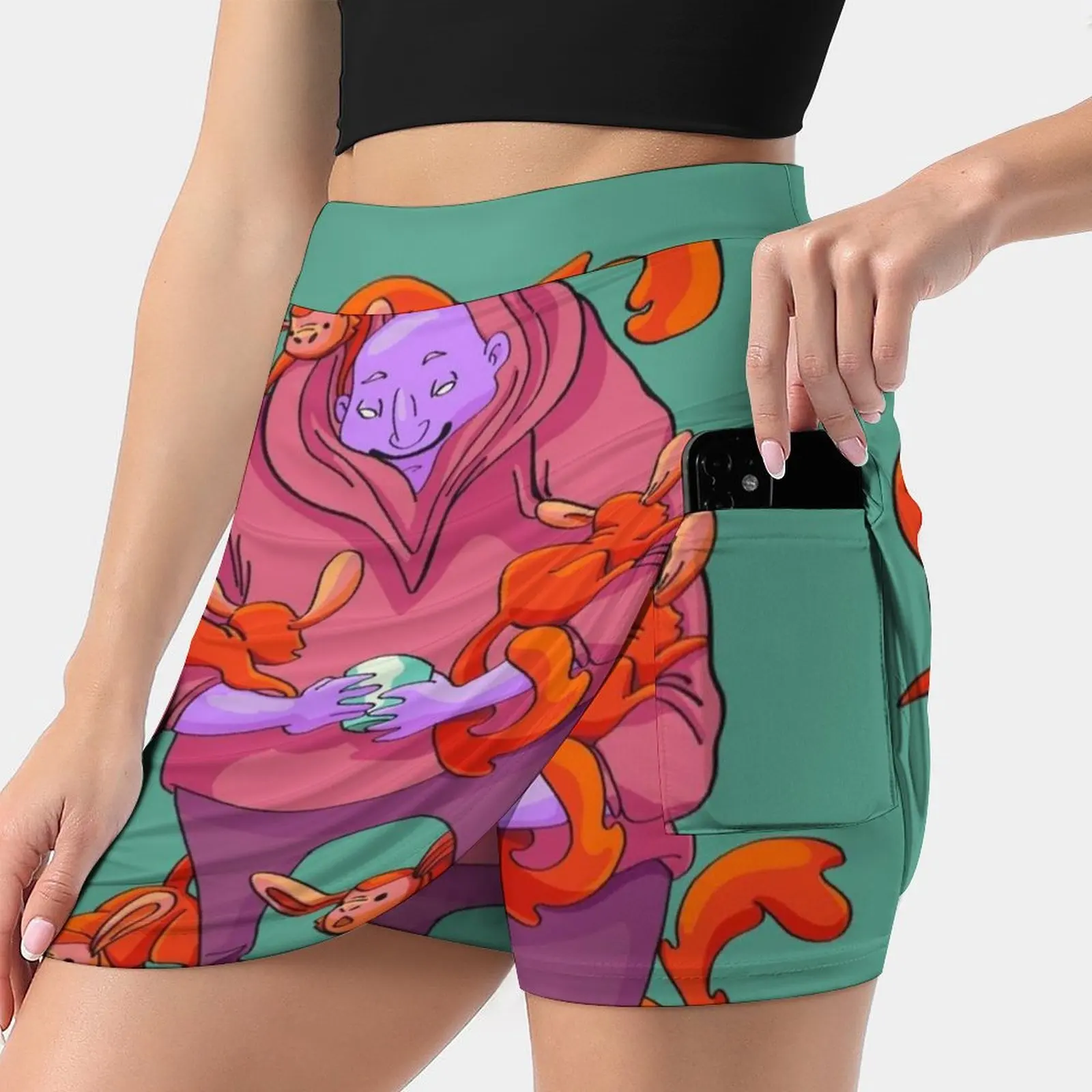 

The Purple Man Women's skirt Mini Skirts A Line Skirt With Hide Pocket Art Illustration Mapleavenue Fantasy Animal Monkey