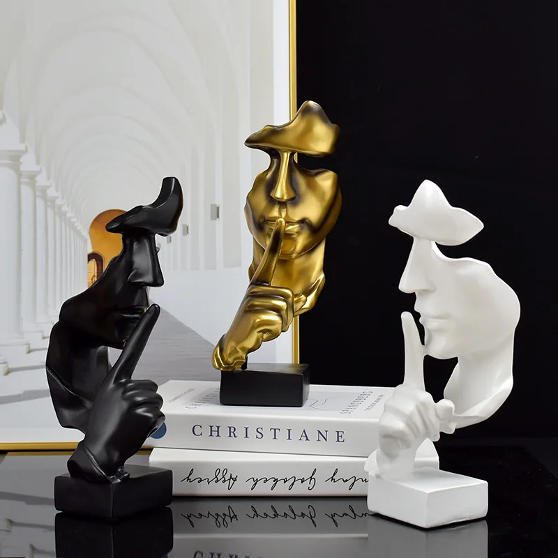 

European Statue Silent Gold Abstract Statue Resin Craft Ornament Living Room Office Desk Surface Panel Ornament Creative Gift