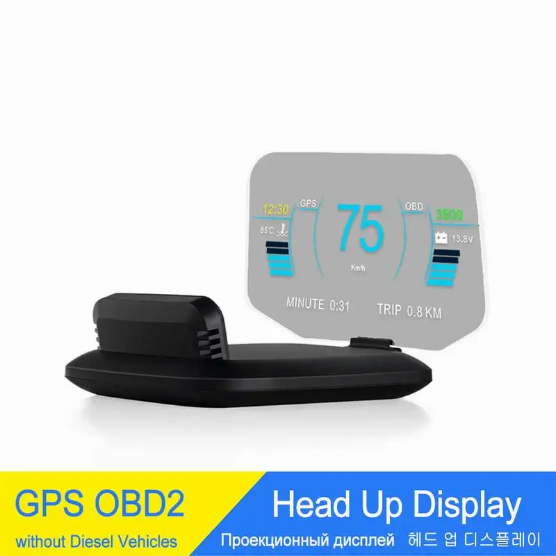 

Проектор HUD OBD2 + GPS с двойным режимом, Цифровой Автомобильный спидометр, тестер воды, масла, оборотов в минуту, миль/ч, KMH, автомобильные электронные аксессуары