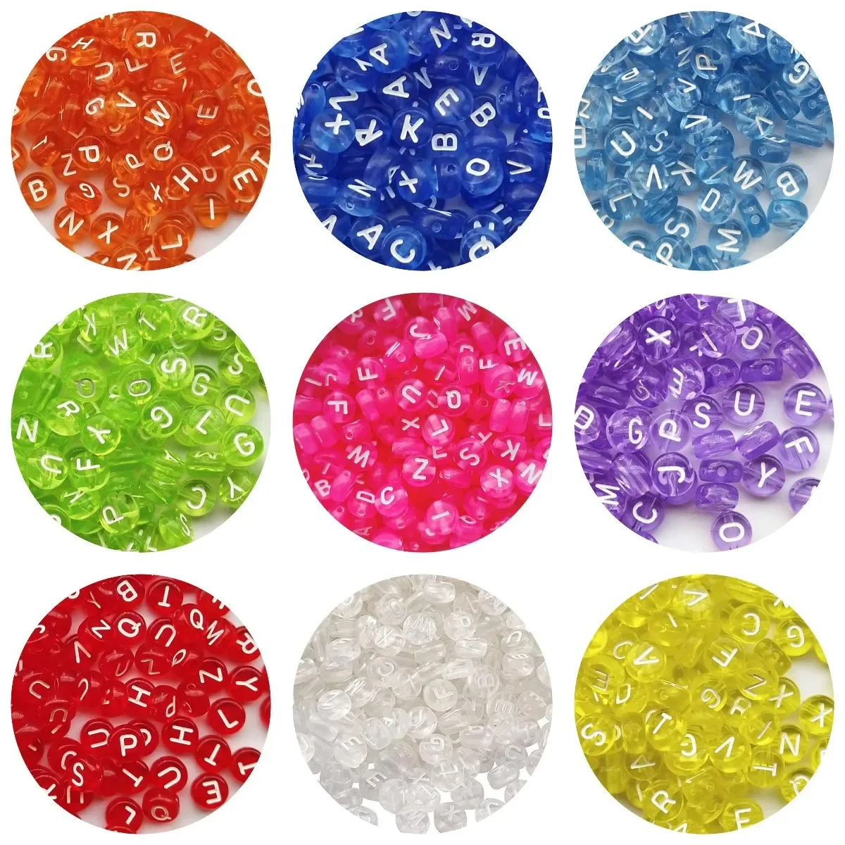 100/200/300/500 шт. разноцветные акриловые бусины с буквами круглые плоские свободные