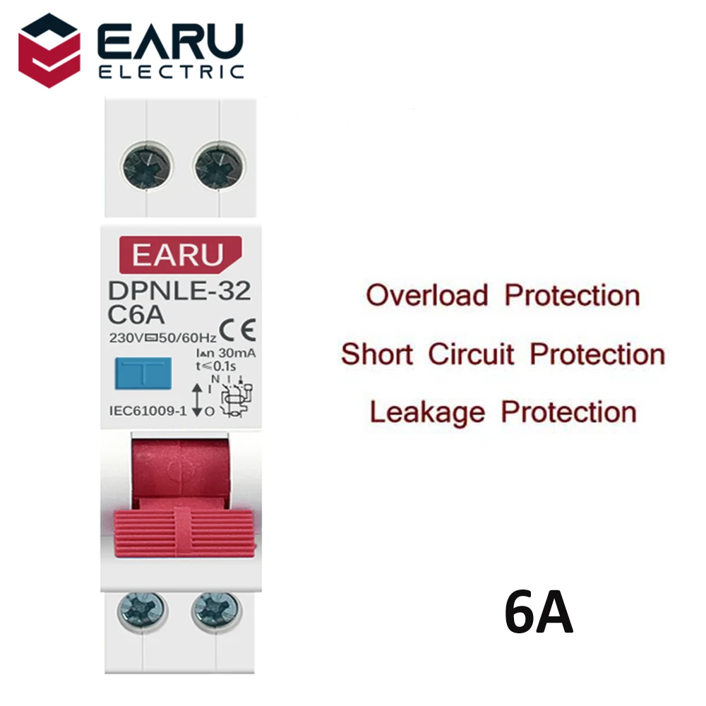 Автоматический выключатель тока, 6 А, 18 мм, 230 В, 50/60 Гц