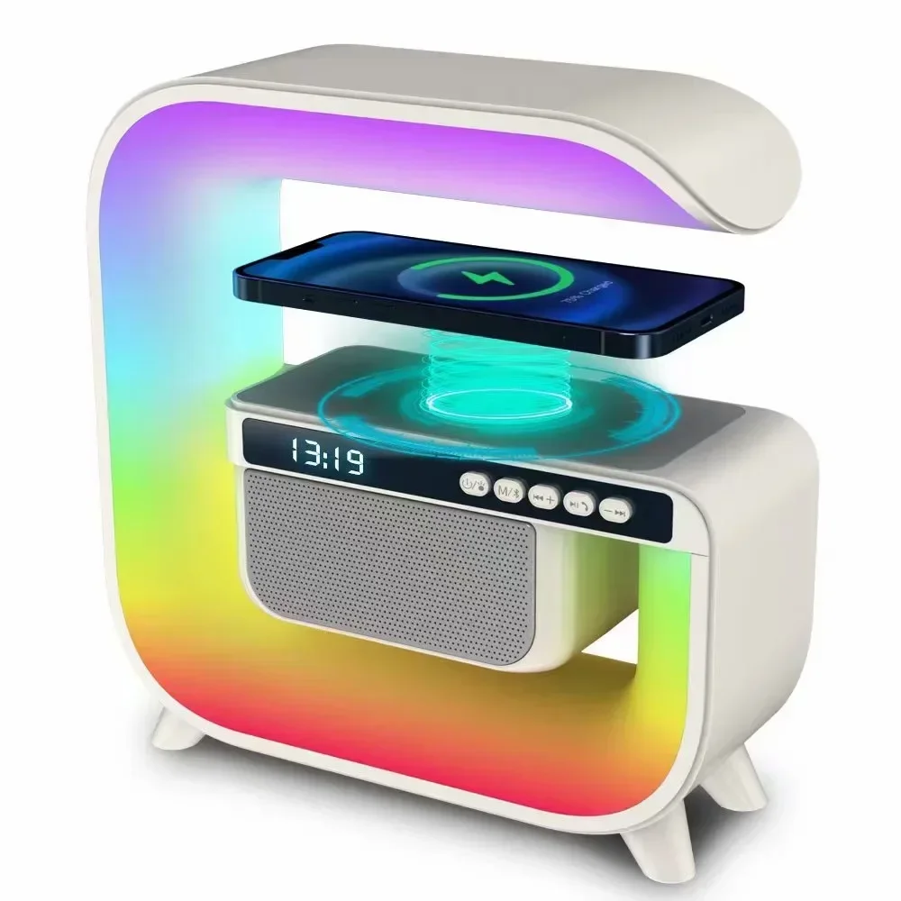 G3 RGB Светодиодный Ночник Bluetooth Динамик FM-радио 15 Вт Беспроводное Зарядное
