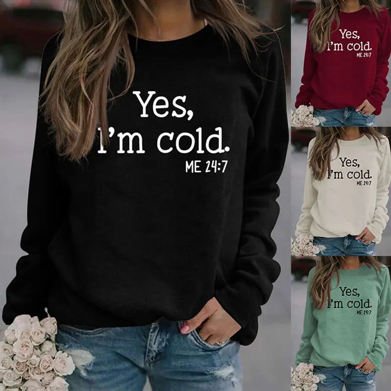 

New autumn and winter printed casual loose women's top sweater