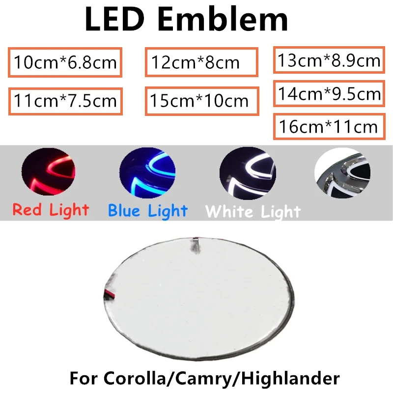 

5D LED Emblem Car Badge Emblem For Toyota Corolla Camry Highlander Auto Decoration