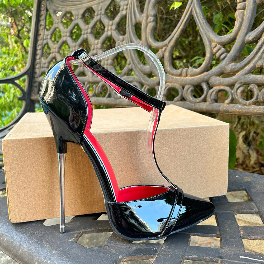 Сексуальные женские туфли-лодочки на очень высоком каблуке 16 см красные внутри с