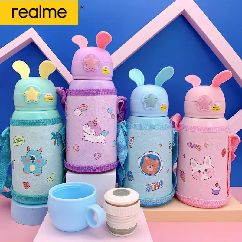 Mug With Straw Stainless Steel Dinosaur Vacuum Flasks Children Cute Thermal Water Bottle Tumbler Thermocup