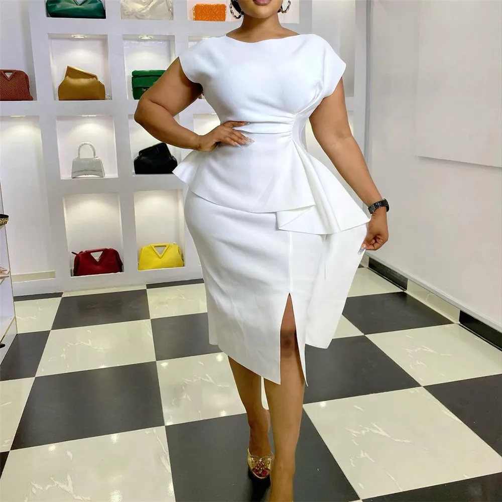 

Women's Dress OL African European American 2022 Summer Short-sleeved Round Neck Pleated Split Ruffled Hip 2022 Party Dresses