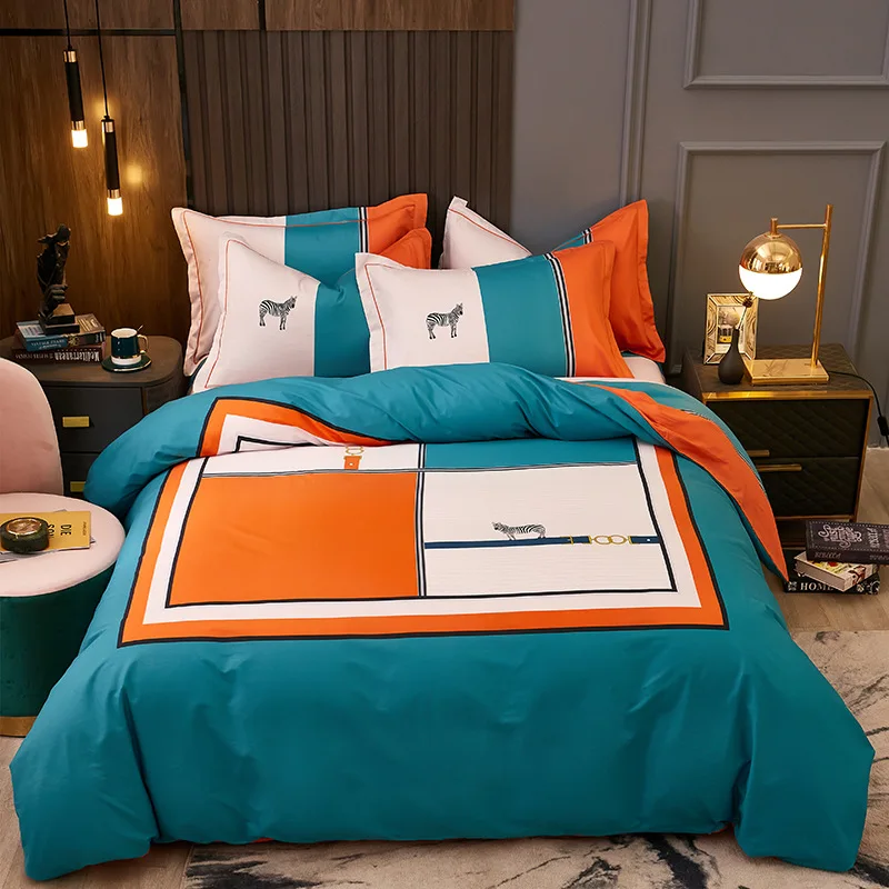 

Luxury Bedding Sets Modern Geometric Bedding Set Soft Cotton Duvet Cover Sets Double Queen King Size Bed Set 4PCS Bed Sets