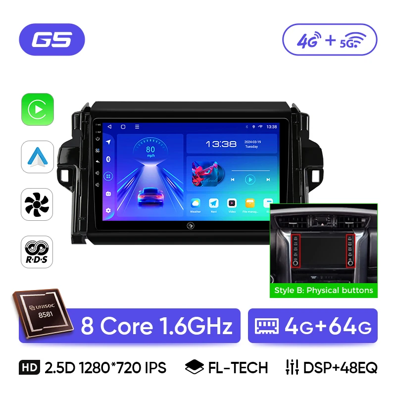 Ainavi для Toyota Fortuner 2015-2022 автомобильный радиоприемник Carplay Android Auto сенсорный экран мультимедийный плеер навигация GPS авто радио