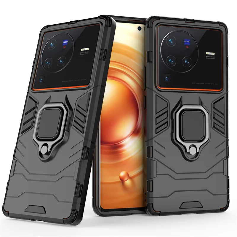 For Vivo X80 Case for Vivo X80 Cover Coque Funda Finger Ring Holder PC Protective Phone Bumper For  Vivo X80