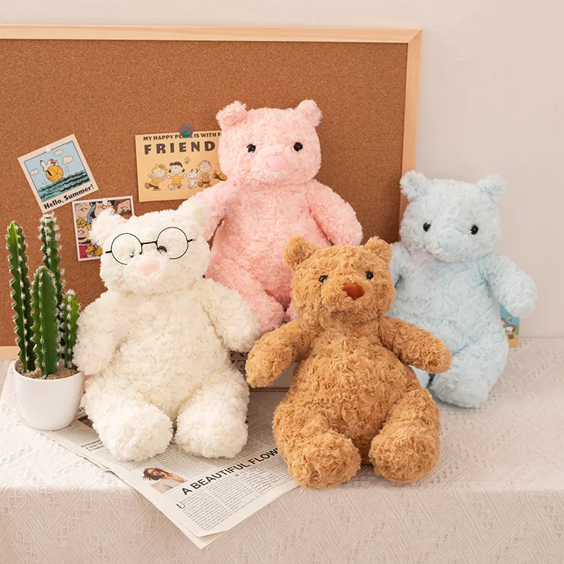 

40cm Kawaii Plush Animals Fluffy Teddy Bear With Flower Brooch Toys Super Soft Bear Dolls Baby Girls Appease Peluche Nice Gift