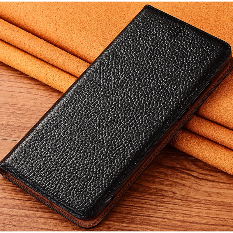 genuine leather flip case for infinix hot 9 10 10i 10t 10s nfc 11 11s play pro phone case lychee pttern business protect cover free global shipping