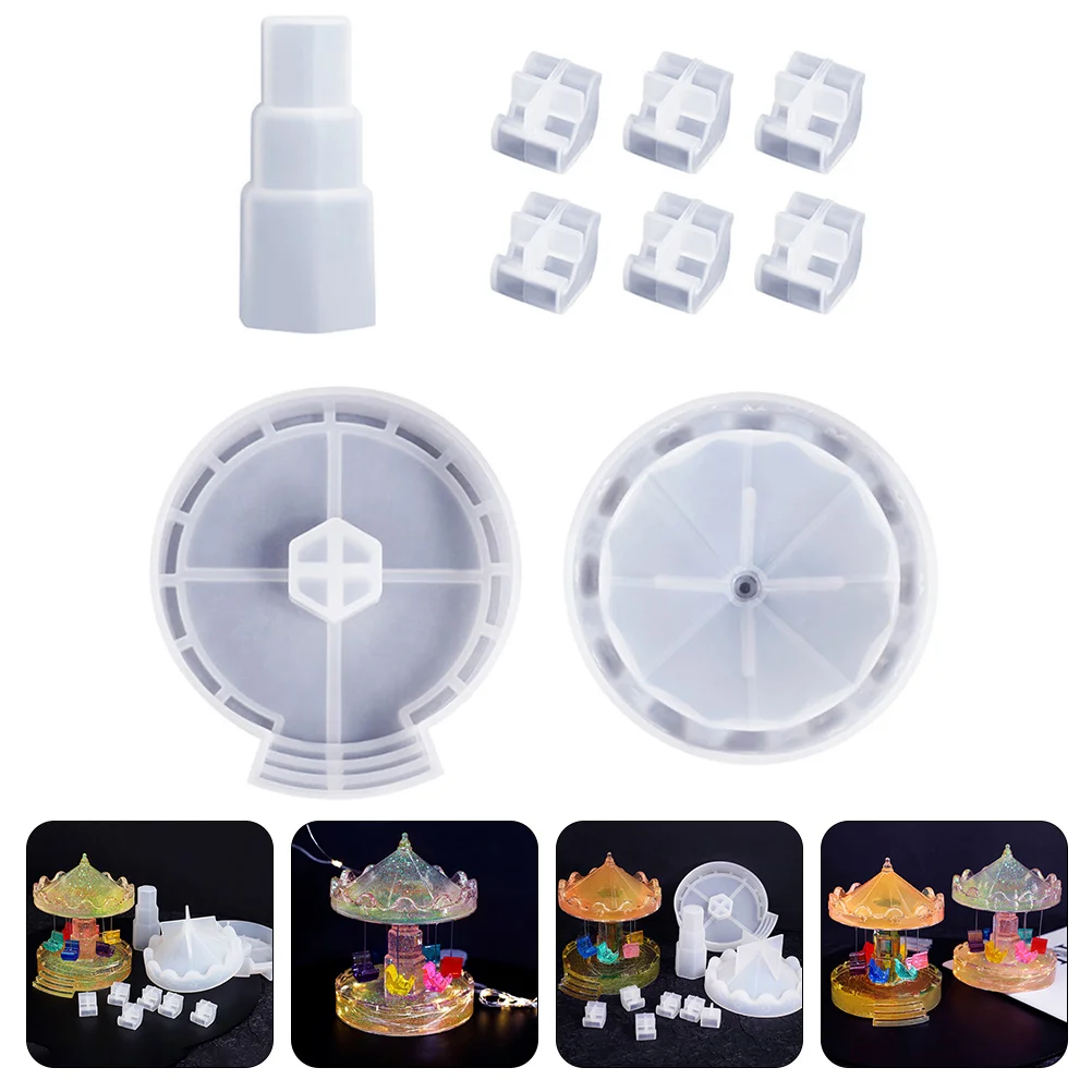 

Mold Resin Carousel Molds Epoxy Diy Silicone Casting Decoration Wheel Merry Ferris Lamp Horse Round Go Giant Desktop Cake