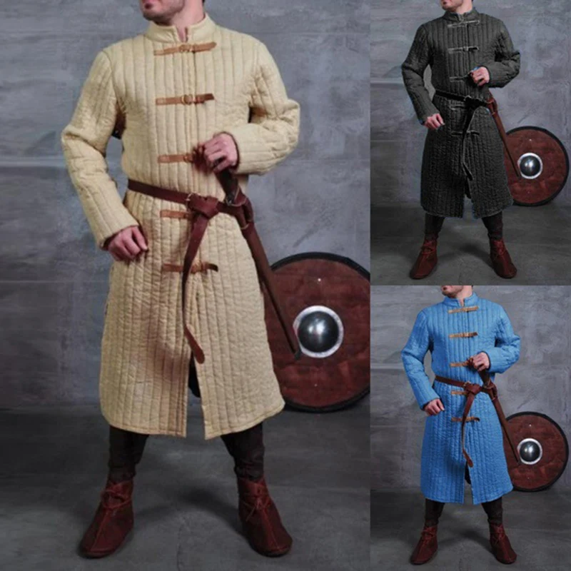 

Viking Costume Aketon Gambeson Warrior Knights Renaissance Doublet Men Armor Trench Outfit Medieval Coat North European Clothing