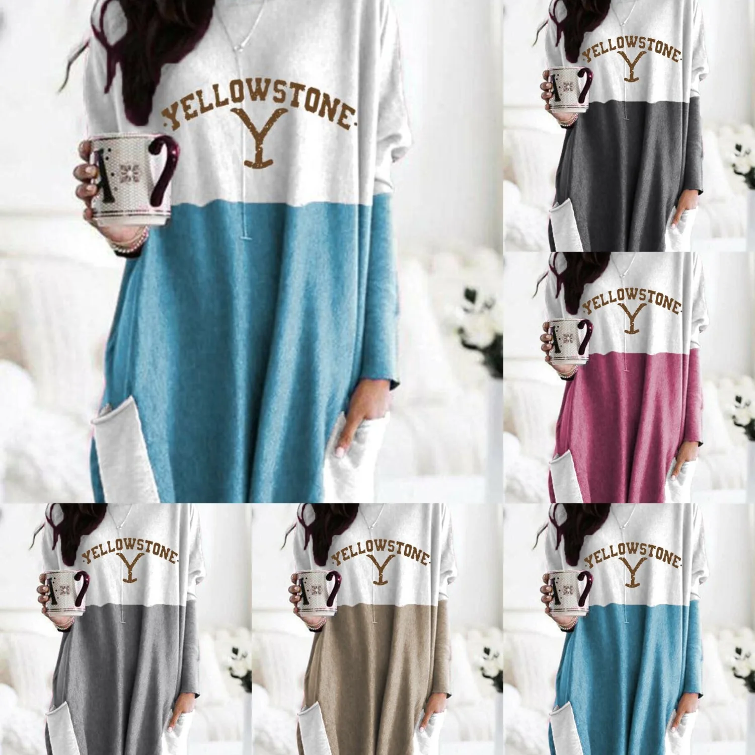 

Женская футболка с длинным рукавом и карманами