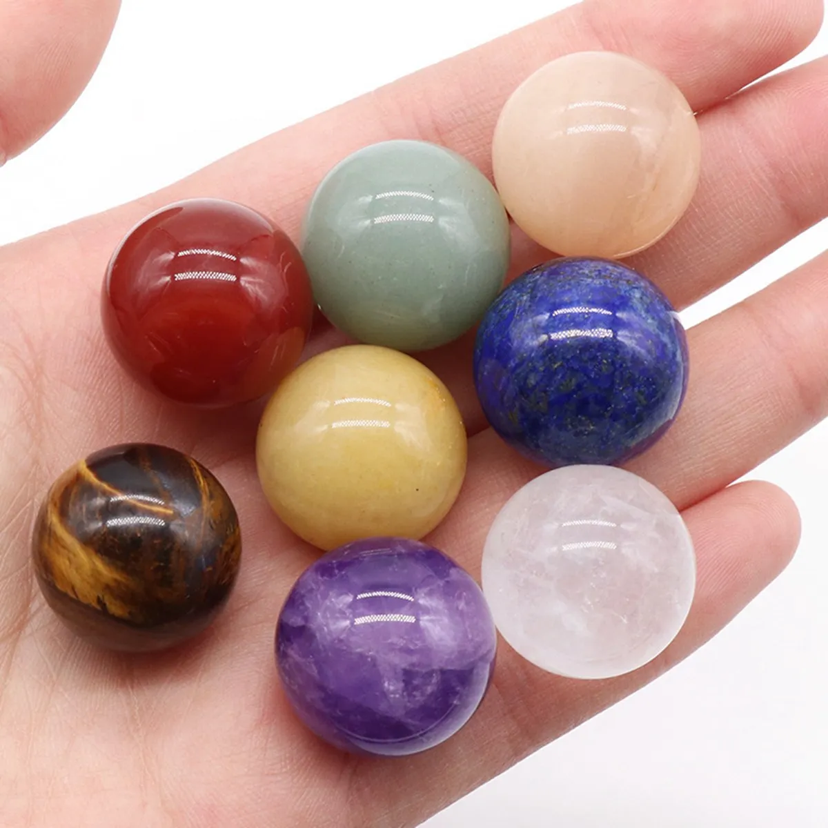 

Healing Chakra D20mm Sphere Crystal Worry Stone Balls Polished for Witchcraft Stress Relief Meditation Reiki Balancing Decor
