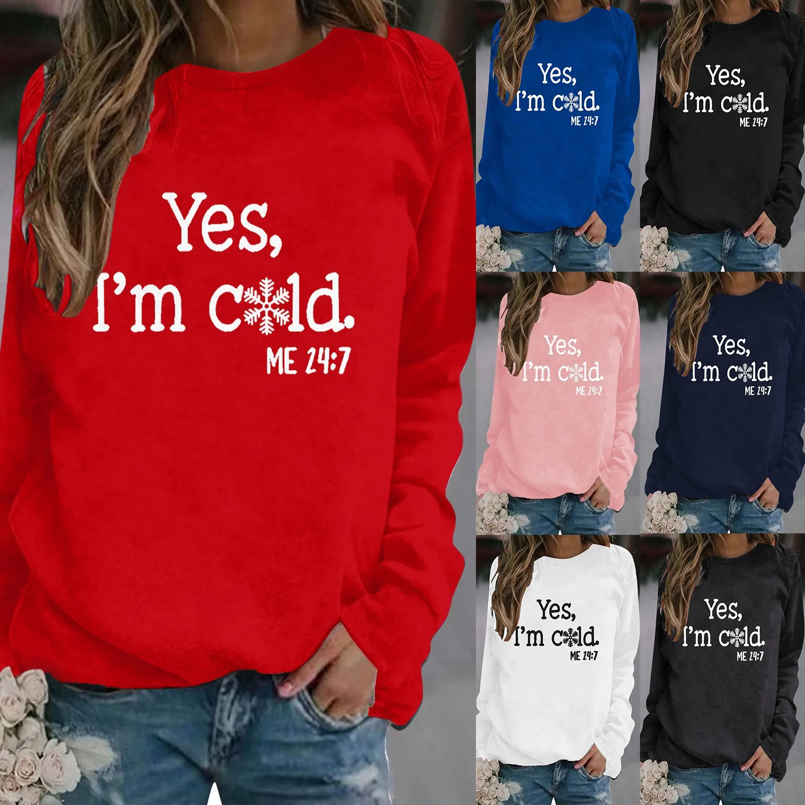 

Dressy Женская толстовка с капюшоном Yes I Am Cold ME 24:7 женская зимняя теплая толстовка с длинным рукавом и круглым вырезом с принтом велюровые Топы